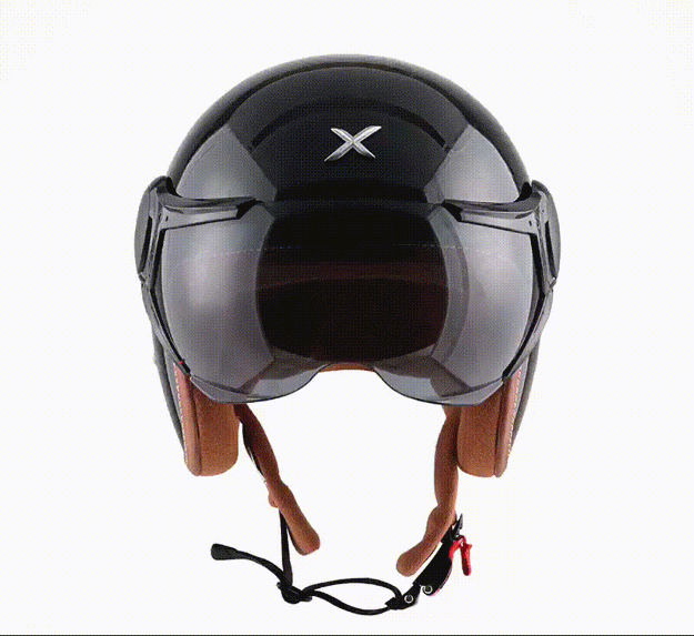 אופנוסנטר, ציוד לאופנועים ואביזרים לאופנוע - קסדת 3/4 פיברגלאס AXOR דגם JET שחור מבריק/חום